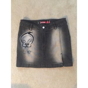 Gray Denim Mini Skirt - Size Small